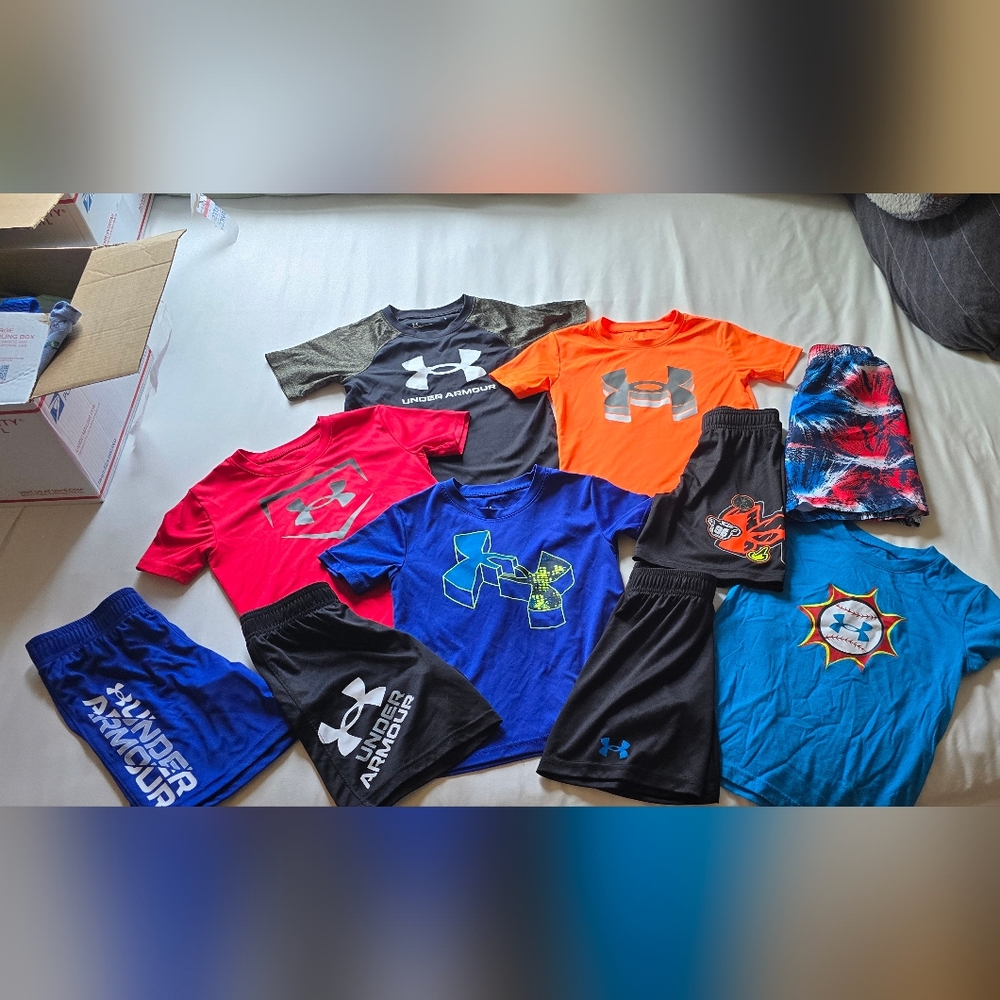 size 5 Under Armour shirts and Shorts Sets, swim trunks